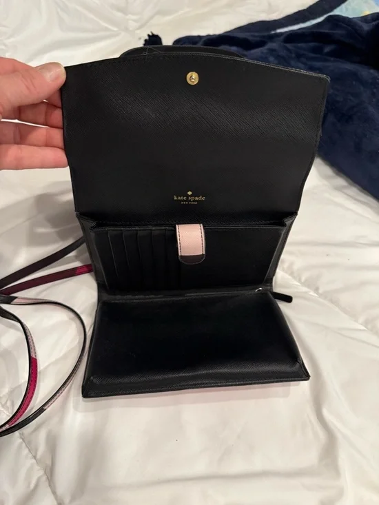 Kate Spade Laurel Way Winni Leather Crossbody Wallet Pink/Purple/Navy WLRU3171 - Picture 4 of 5